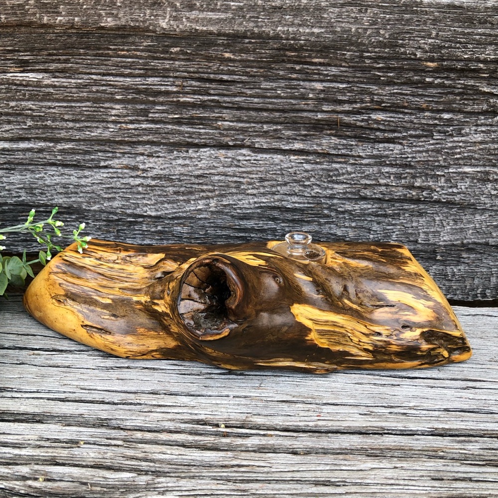 Rustic Wooden natural wood log Wildflower centrepiece Handmade Witchy earthy 2pc